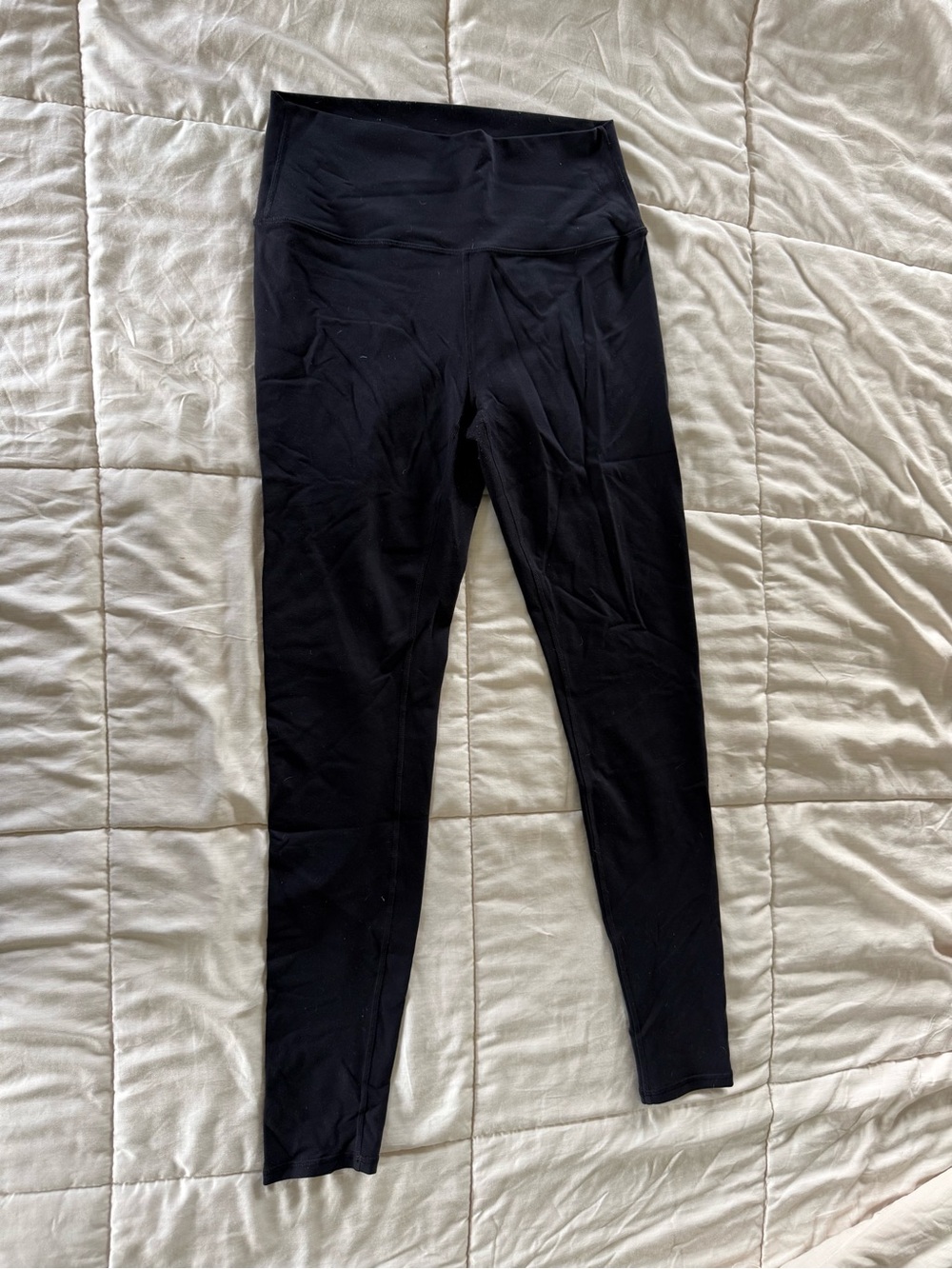Women's High-Rise Black Leggings with Wide Waistband